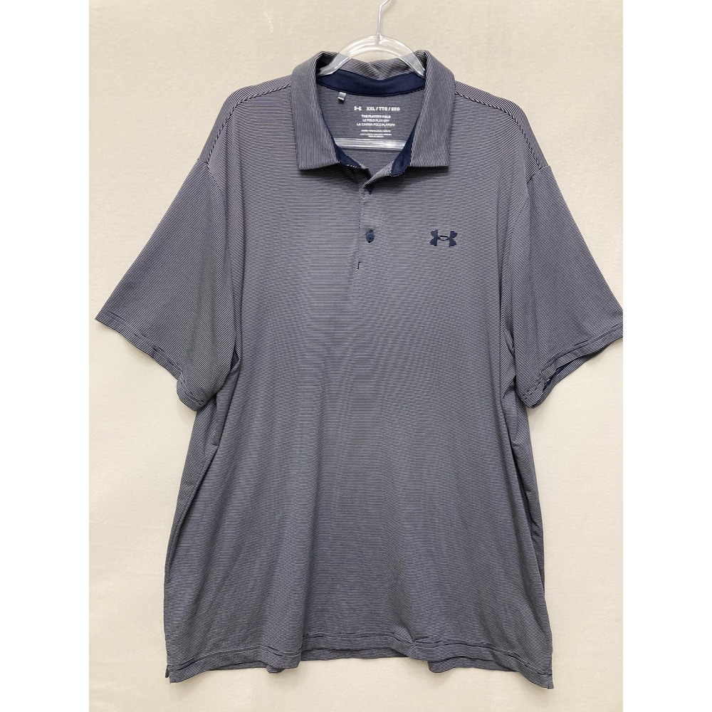 Under Armour Playoff Polo XXL Navy Striped Golf Athletic Performance Shirt